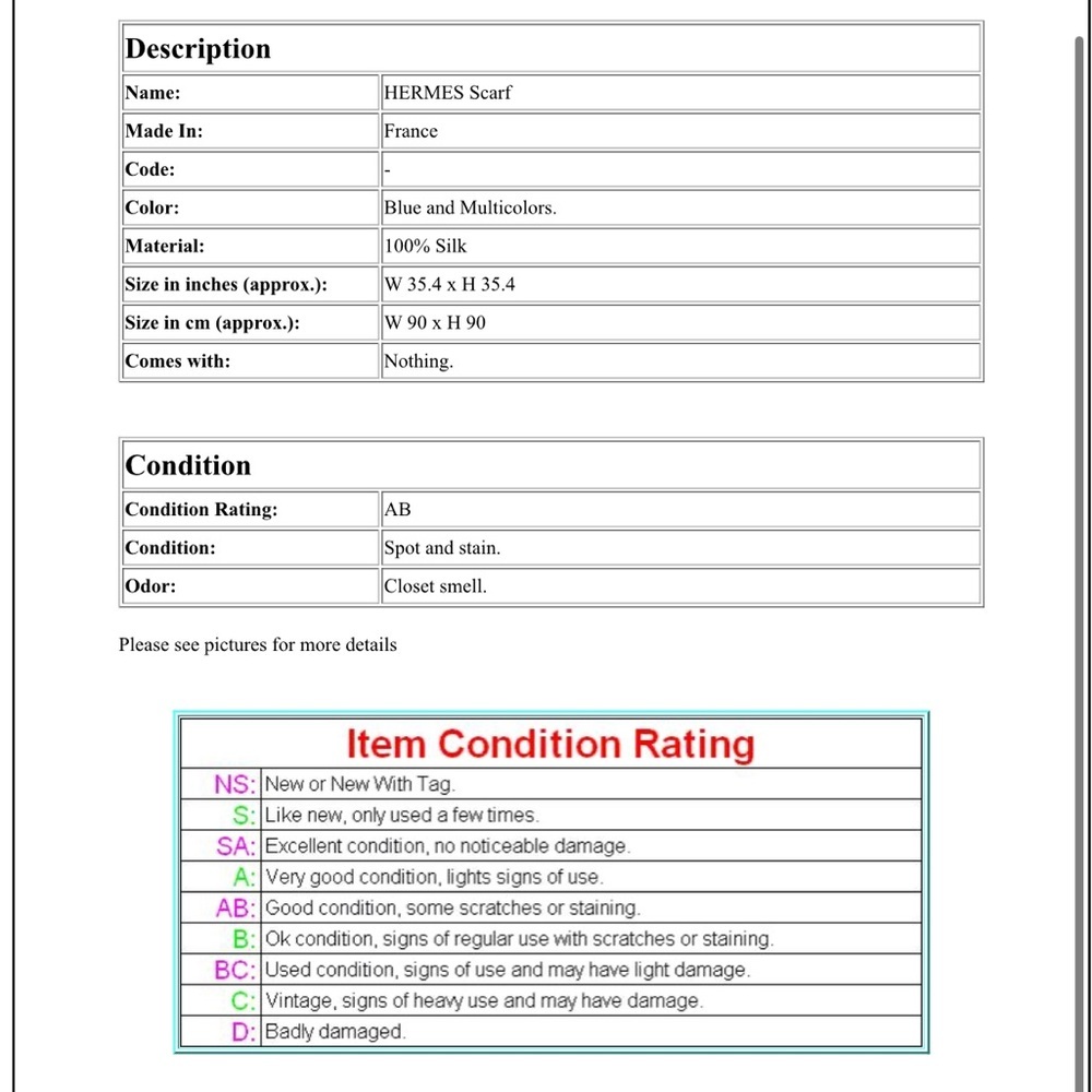 Hermes Blue and Gold Silk Scarf - Picture 11 of 11